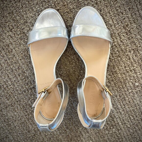 J. Crew Mirror Lillian Silver Metallic Wedge Sandals 6.5M - Picture 6 of 12